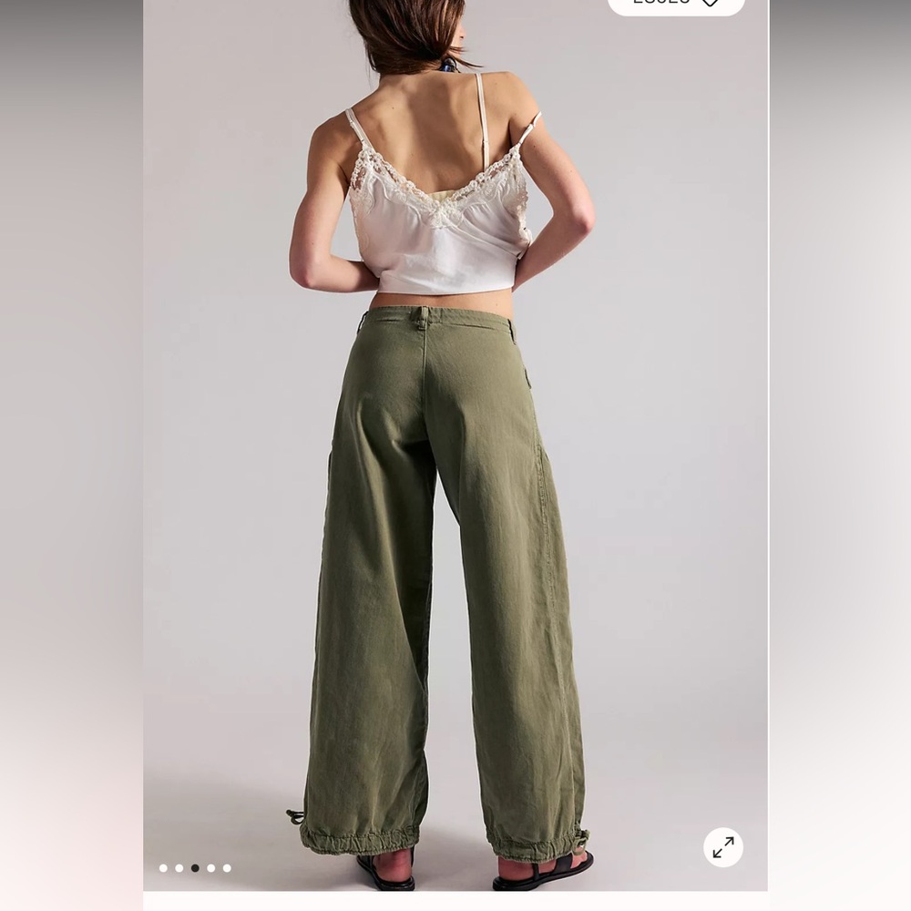 Free People Olive Green Wide-Leg Pants - Picture 3 of 4